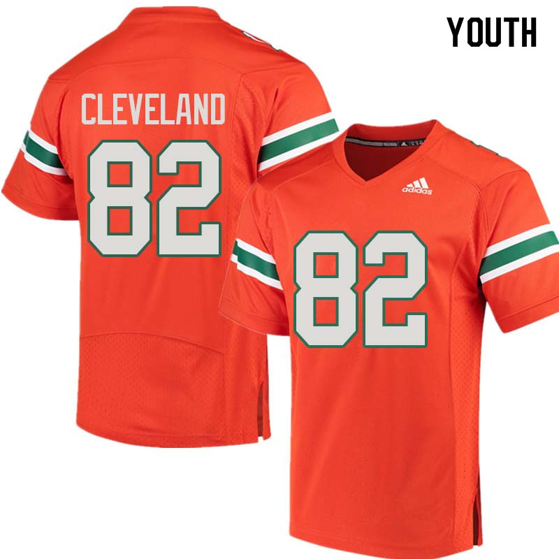 Youth Miami Hurricanes #82 Asante Cleveland College Football Jerseys Sale-Orange - Click Image to Close